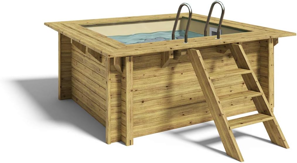 Paradies Pool Stahlrahmenpool, 0,8 mm, Holz/Natur/Sand, ® Holz Lulu Komplettset inkl. Filteranlage, Edelstahlleiter Tiefbecken