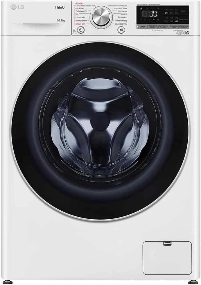 LG Waschmaschine, 10,5 kg, Weiß/Schwarz, Electronics F6WV710P1, AI DD Steam TurboWash 360°, 1560 Umdrehungen, ThinQ