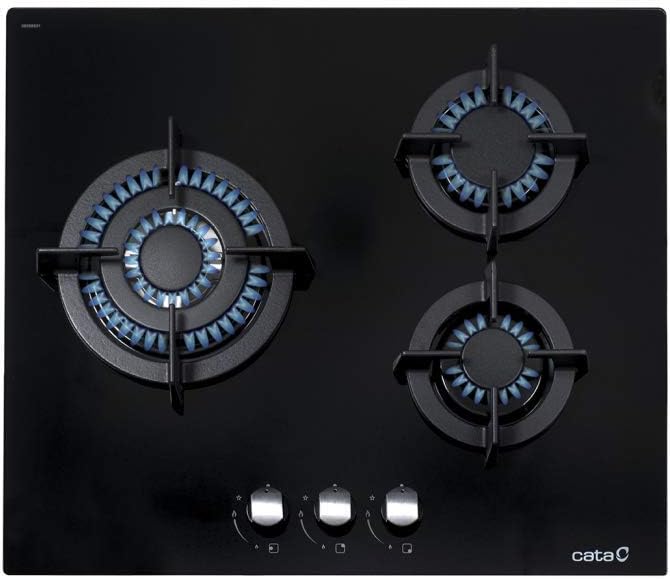 CATA Gasherd, 6,25 kW, 59 cm, Schwarz, CCI 6021 BK - mit Butangas und 3 Gaskochfeldern - 1