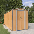 Gerätehaus Tidyard, 192x523x223 cm, Hellbraun/Grau, Geräteschuppen Metall Gartenhaus Gartenschuppen