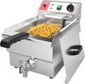 Valgus Heißluftfritteuse, 3000 W, 10 L, Silber/Schwarz, Kommerzielle elektrische Fritteuse aus Edelstahl, Ablaufsystem