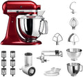 KitchenAid Gemüsehobel, Rot/Silber, Küchenmaschine Artisan, 5KSM175PS, Veggie Paket inkl. TOP Zubehör: Gemüseschneider
