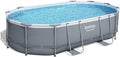 Bestway Stahlrahmenpool, 488x305x107 cm, 10.949 L, Grau/Weiß, 56448-3 Power Steel Aufstellpool