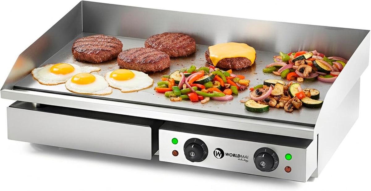 MBH - MAQUINARIA BAR HOSTELERÍA Elektrogrill, 4,4 kW, 73 cm, Silber, Industrielle platte WORLDMAI mit Edelstahlbasis für die