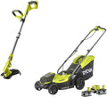 RYOBI Rasentrimmer, 33 cm, 18 V, 0 Ah, 35 L, Gelb/Schwarz, Akku-Rasenmäher & Akku-Teleskop- ONE+ Garten Combo-Set