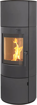 Thermia Kaminofen, 150 mm, Gussgrau, München XL Stahl 7kw Speicherofen Panoramatür Holzofen