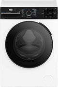 Beko Waschmaschine, 8 kg, Weiß/Schwarz, BM3WFU3841R Waschvollautomat, EnergySpin, Schleuderwahl 1400 U/min, SteamCure Dampffunktion