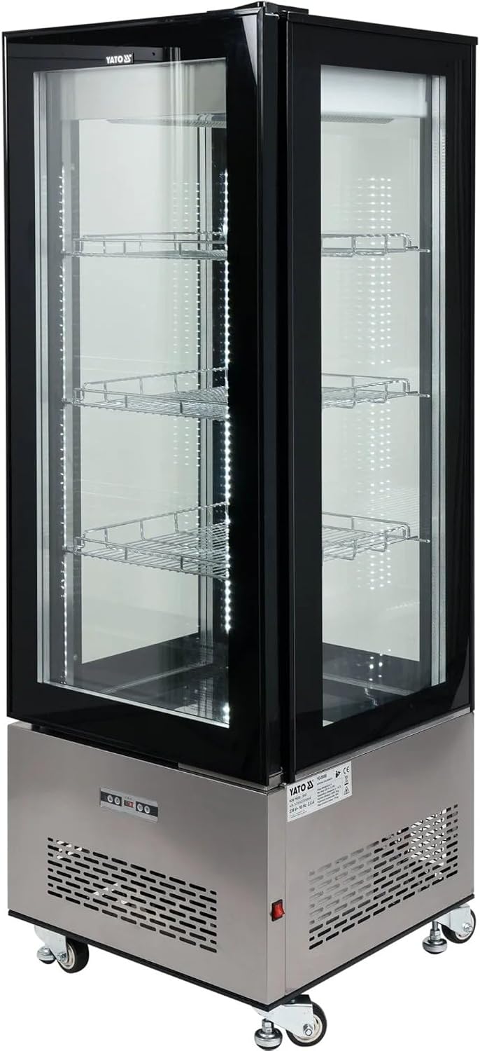 Wohnzimmerschrank YATO, 65x65x190 cm, 400 L, Schwarz, Kühlvitrine in, - Präsentationsvektor, Gastronomie, Catering