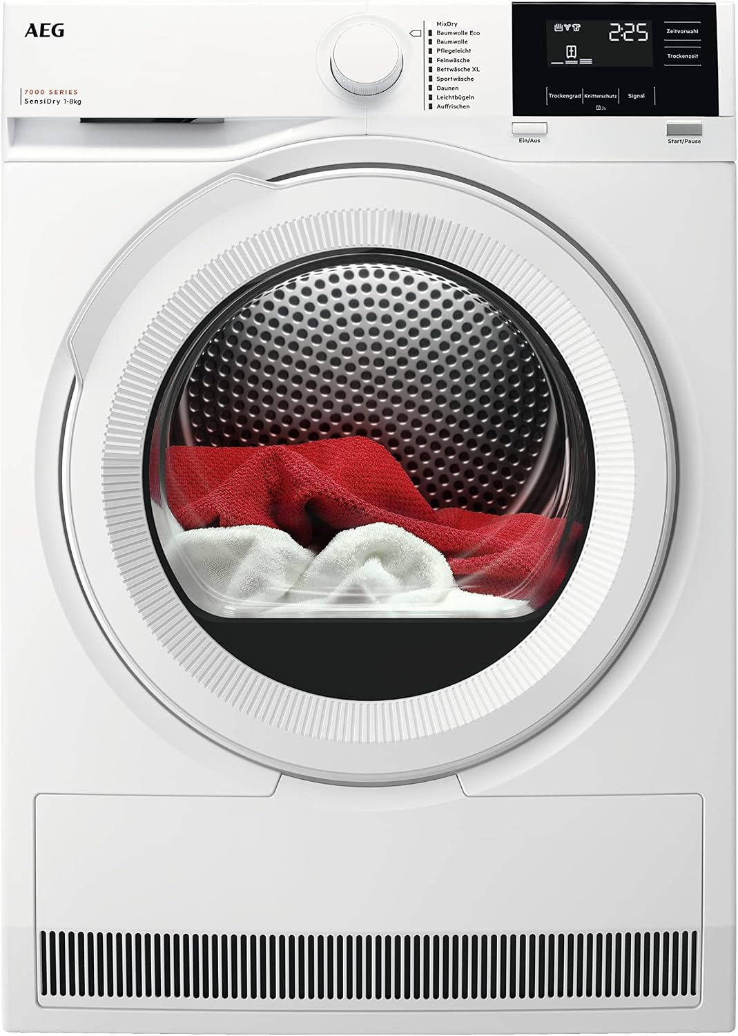 AEG Wärmepumpentrockner, 8 kg, Weiß, Serie 7000: SensiDry schonendes & energiesparendes, neue Energiekl. E, Mengenautomatik