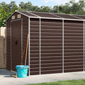 Gerätehaus SECOLI, 191 x 470 x 198 cm, Braun, mit Schrägdach Metallunterstand Fahrradgarage Metall