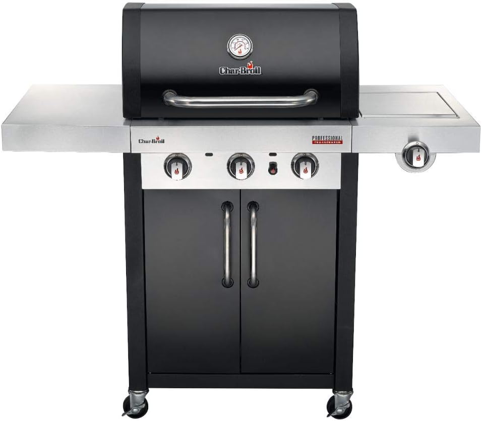 Charbroil Gasgrill, Schwarz/Silber, Char-Broil Professional 3400B - 3 Brenner mit Seitenbrenner, Schwarz