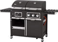 tepro Gasgrill, 173 x 65 x 116,5 cm, 2,9 kW, Schwarz, Gas Kohle Kombigrill Toronto, Grillwagen mit Holzkohle- und -Modus