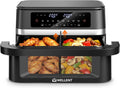 WELLENT Heissluftfritteuse, 2950 W, 12 L, Schwarz, Airfryer XXL für Große Familie, Dual Zone Heißluftfritteuse
