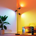 Govee Standleuchten & Deckenfluter, 157 cm, Schwarz, 3-Flammen LED Stehlampe, RGBWW Fokus-Verstellbar Stehleuchte