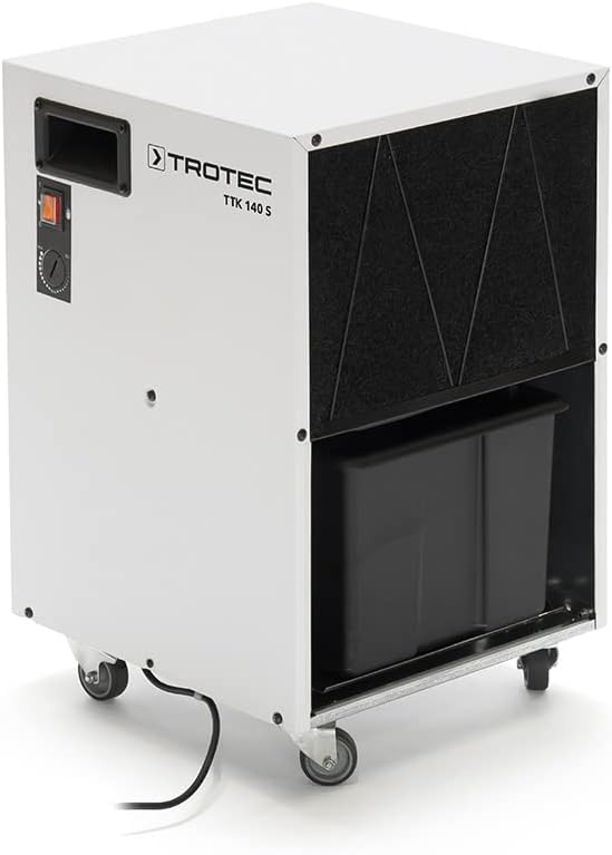 TROTEC Luftentfeuchter, 140 m, 350 m, 40 L, Weiß/Schwarz, TTK 140 S, Leistung /Tag, Fläche ² / ³, Bautrockner, für große Räume