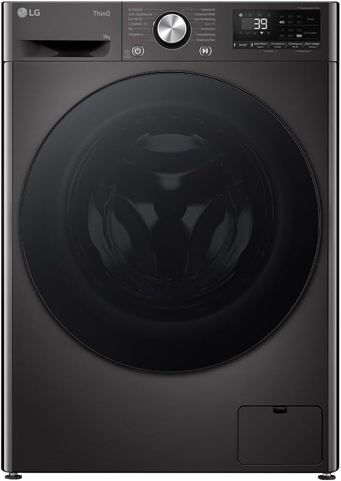 LG Waschmaschine, 9 kg, Schwarz, F2V7SLIM9B kompakte SLIM (, Energieklasse A-10%, 1.200 U/Min.) mit AI Wash mit AI DD (TurboWash 360°