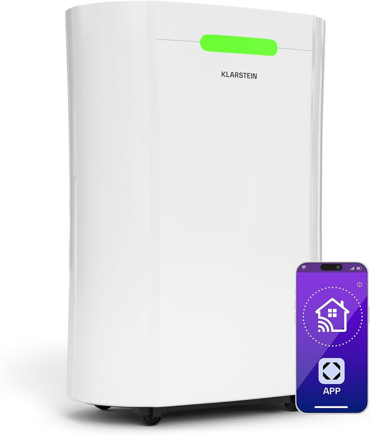 Klarstein Luftentfeuchter, 2.5 L, 39 dB, 12l, 18m, Weiß, AeroDry Smart - /Tag, Tank, WiFi/App/Alexa Steuerung, LED Display