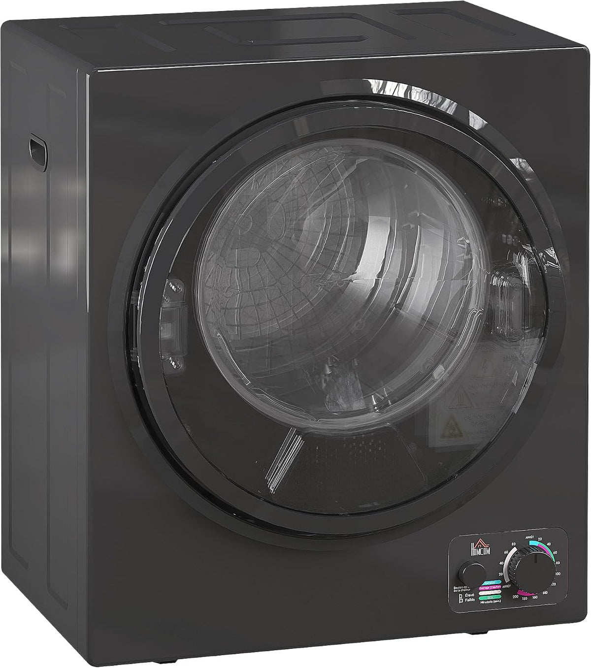 HOMCOM Wäschetrockner, 850 W, 4 kg, Schwarz, 4 Trocknungsmodi, 2 Heizstufen, Edelstahltank, Wandmontage, Wohnheim