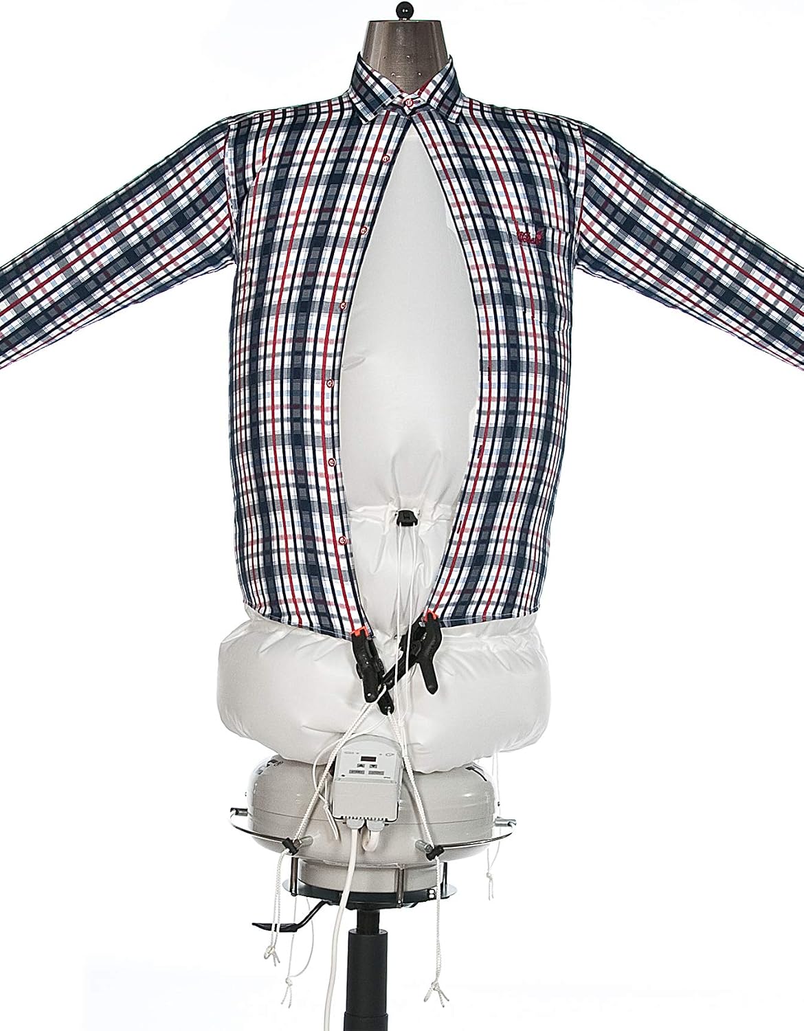 TUBIE Wäschetrockner, Blau/Weiß/Rot, Original Hemdenbügler Bügelpuppe Blusenbügler Bügelmaschine