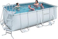 Bestway Stahlrahmenpool, 412x201 cm, 122 cm Höhe, Hellgrau, 56241GS Frame Pool Stahlrahmenbecken Set, 412 x 201 x 122 cm rechteckig mit Filterpumpe GS