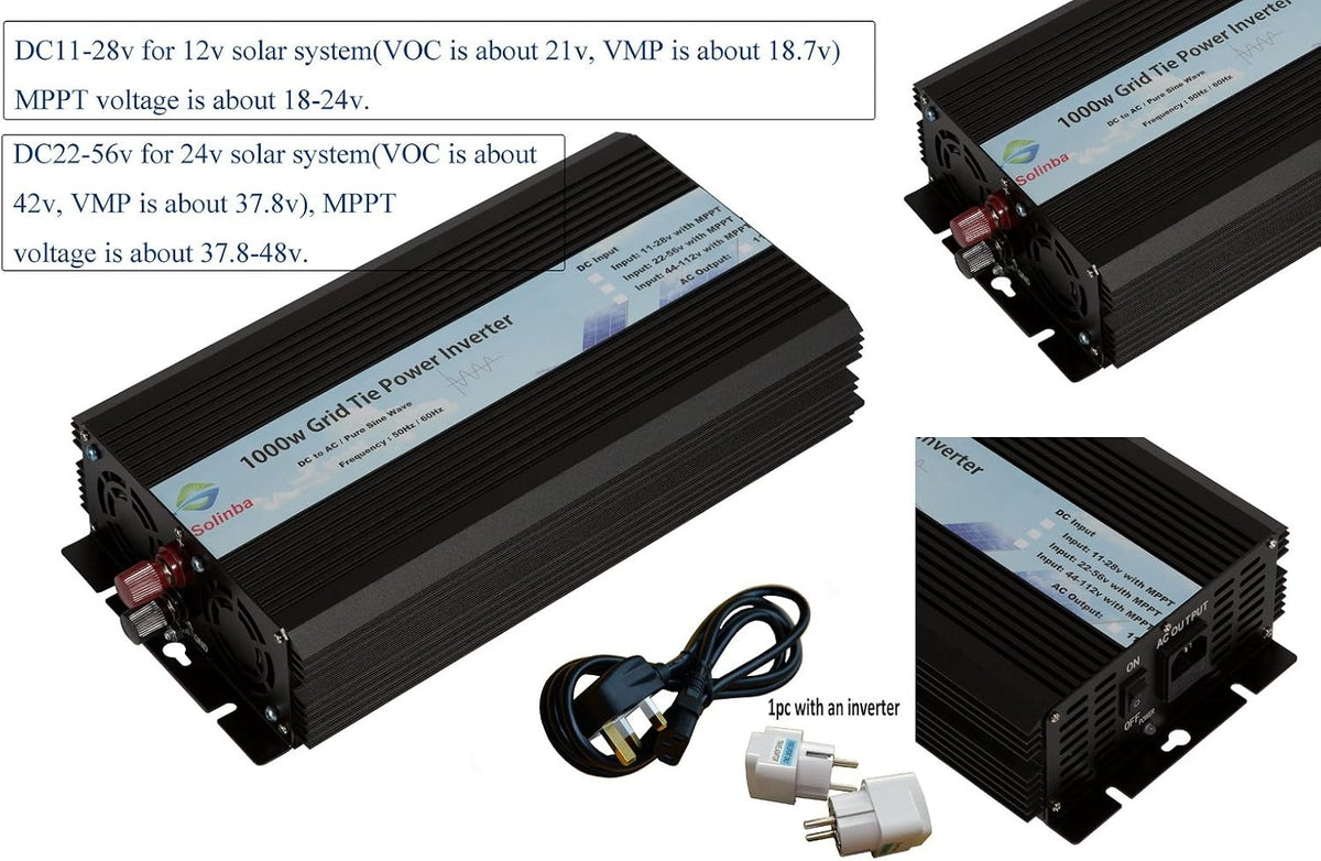 Solinba Powerstation, 1000w, 28v, Schwarz, Grid Tie Inverter Solar Generator DC11- to AC220v UK