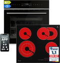 KKT KOLBE Backofen, 6600 W, 60 cm, 59 cm, Schwarz/Rot, Autarkes Herdset, Einbau EB8319PHC, Kochfeld CH5901RL, Pyrolyse