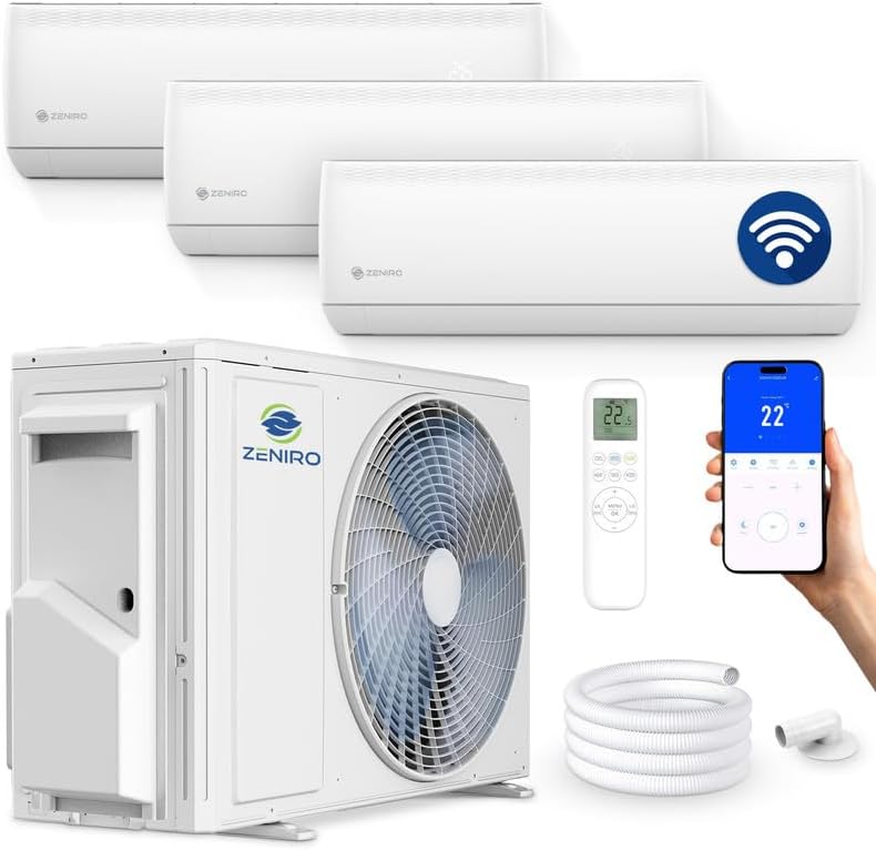 Zeniro Split-Klimaanlage, 2,6 kW, 6,2 kW, weiß, Multisplit Klimaanlage 3 Innengeräte Set (3 x ) Klimagerät