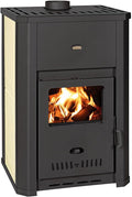 CasaNovae24 Öfen, 24 kW, Schwarz/Beige, Prity WD W24 D Holzkesselofen Wassermantel, Zentralheizung, CE-zertifiziert