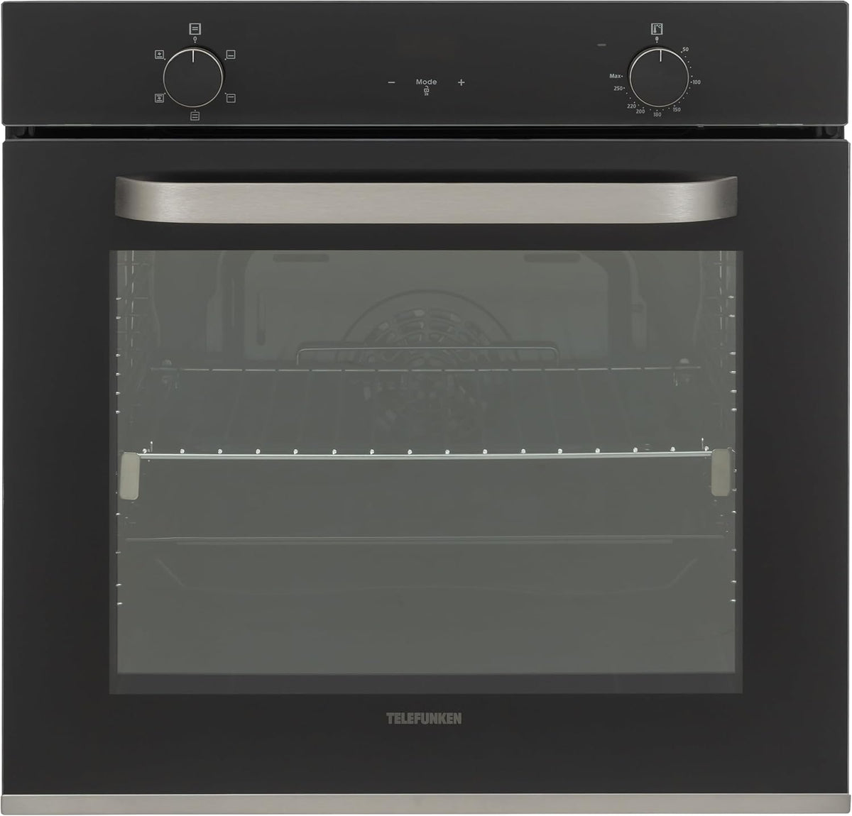 Telefunken Backofen, 78 Liter, Schwarz/Silber, BOV75HAI Einbaugerät Einbau autark