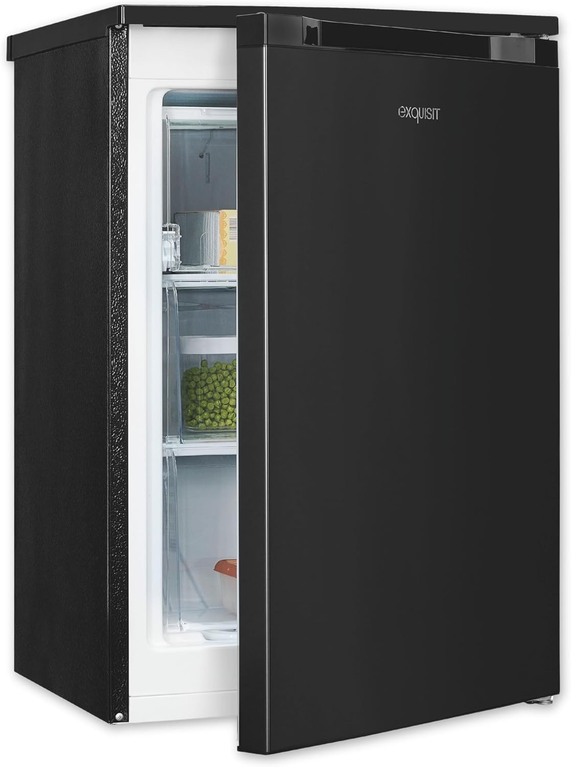 Exquisit Gefrierschrank, 39 dB, 85 l, Schwarz, Nutzinhalt, Energieklasse C, kompakte Bauform, 4-Sterne-Gefrieren