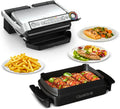 Tefal Elektrogrill, Silber/Schwarz, OptiGrill & Bake Kontaktgrill mit Backschale, 6 Programme, Garstufenanzeige