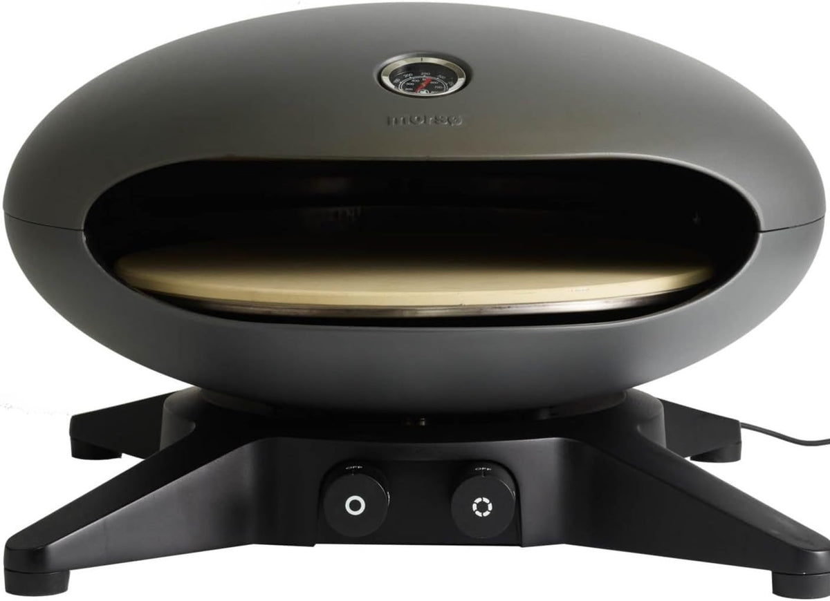 Morsø Pizzaofen, 57 x 53 x 35 cm, Anthrazit, Forno Spin, Gas mit rotierendem Pizzastein, Outdoor Ofen für Pizza aus Aluminium