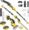 Gisam Heckenschere, 4.0 Ah, 2500 W, 4,5m, 18 V, Schwarz/Gelb, 6-in-1 Mini Kettensäge & Teleskop Set, 8-Zoll Elektro Kettensäge