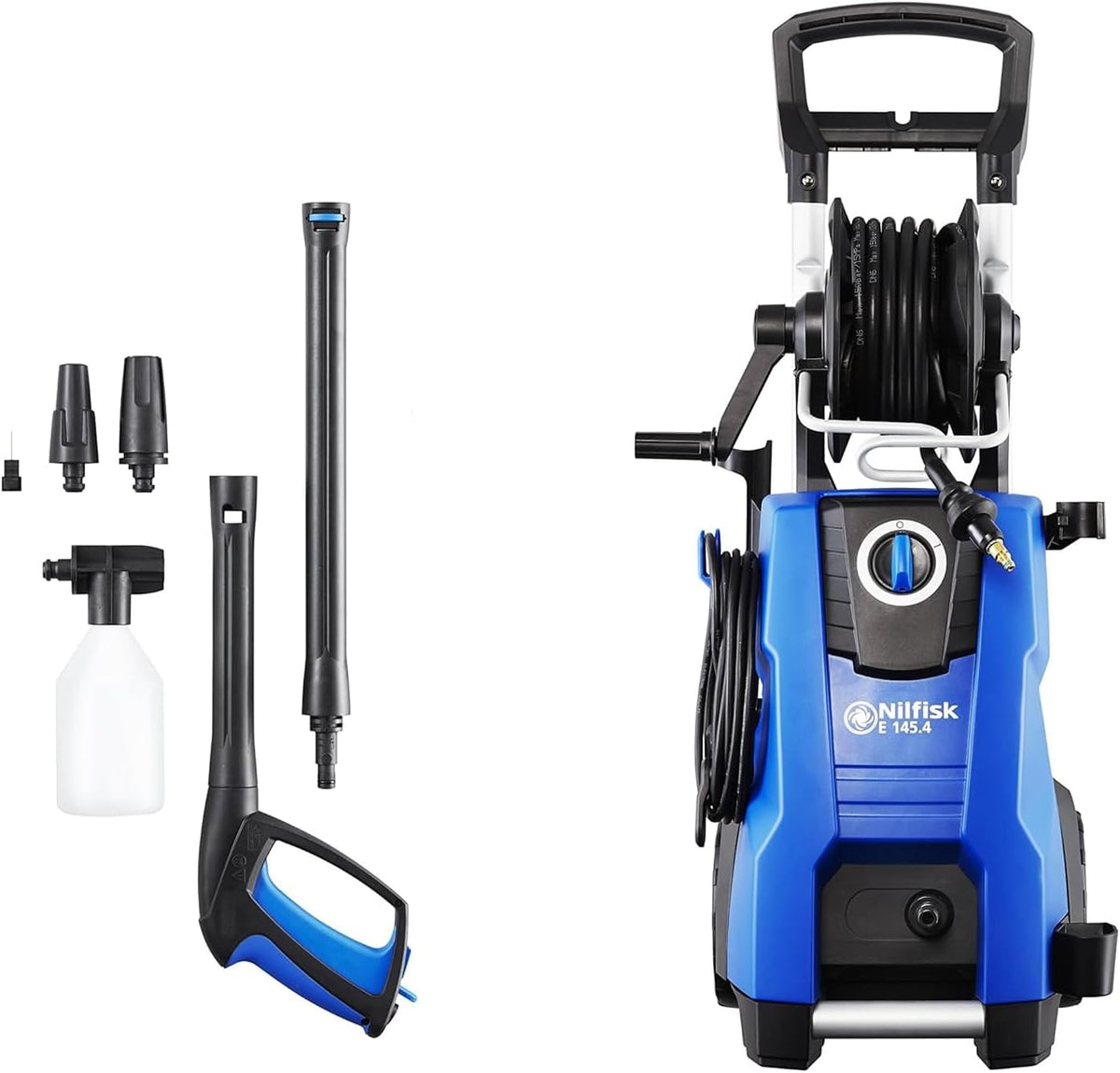 Nilfisk Hochdruckreiniger, 145 Bar, 2100 W, Blau/Schwarz, E Druck + Schaumsprüher