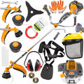 POWERMAT Rasentrimmer, Orange/Schwarz/Gelb, Benzin Motorsense 52ccm Freischneider 6 PS Trimmer Set