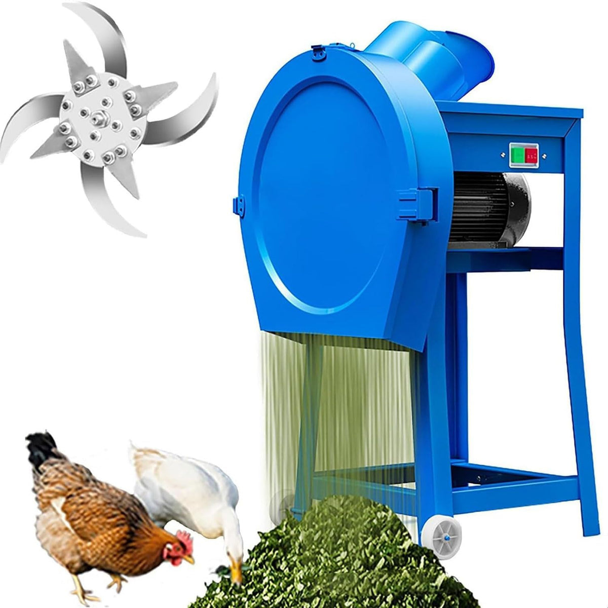 HLGKBY Gemüsehobel, 2500 W, 500 kg, Blau, Grasbrecher, schneidender Grashäcksler, Tierfuttermühle, 4000 U/min Hochleistungs-Tierfuttermühle