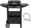Royal Gourmet Gasgrill, 5 kW, Schwarz, 2-Brenner und Griddle Combo, 2 IN 1 Grillwagen mit abklappbare Seitenablagen