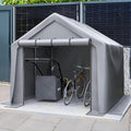 kozamas Gerätehaus, 244x241x217 cm, Grau, Fahrradgarage, Geräteschuppen XXL Gartenhaus wasserdicht, Fahrradschuppen Groß mit Stahlrahmen & Rolltor