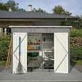 vutizal Gerätehaus, 229x111x182 cm, Grau, Metall Geräteschuppen, Gartenhaus mit Schrägdach, Wetterfest und Belüftet