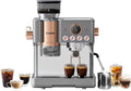 Tjean Kaffeemaschine, 20 Bar, 2,8 L, Grau/Gold, Barista Senso Doppelboiler Siebträgermaschine mit Mahlwerk, 3-in-1 Dampf-Espressomaschinen