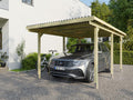 woodtex Carports, 300 x 120 x 25 cm, 300 x 500 cm, Braun/Grün, Braun Grün Carport, Holz Einzelcarport aus Fichte Kiefer