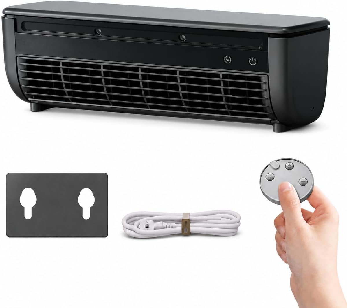 Breezamax Sofa, Schwarz, Qinux Breeza Tragbarer Ventilator: Kein Bohren erforderlich, inklusive Fernbedienung, geeignet für Küche und Schlafzimmer