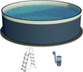 Planet Pool Stahlrahmenpool, 0,3 mm, 0,2 mm, 90 cm, Blau/Sandfarben, Stahlwand Rundbecken Ø 450 Tiefe Stahlmantel & Innenfolie