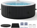 Nordivale Aufblasbare Pools, 208x208 cm, 1800 W, Schwarz/Weiß, Aufblasbarer Whirlpool, Schwarzer In-Outdoor Whirlpool für 4-6 Personen