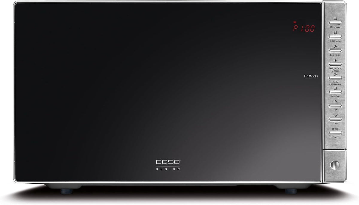 CASO Mikrowelle, 31,5 cm, 900 W, 25 L, Silber, HCMG 25 mit Heißluft & Grill, Heißluft bis 240°C, Garraum, 10 Programme