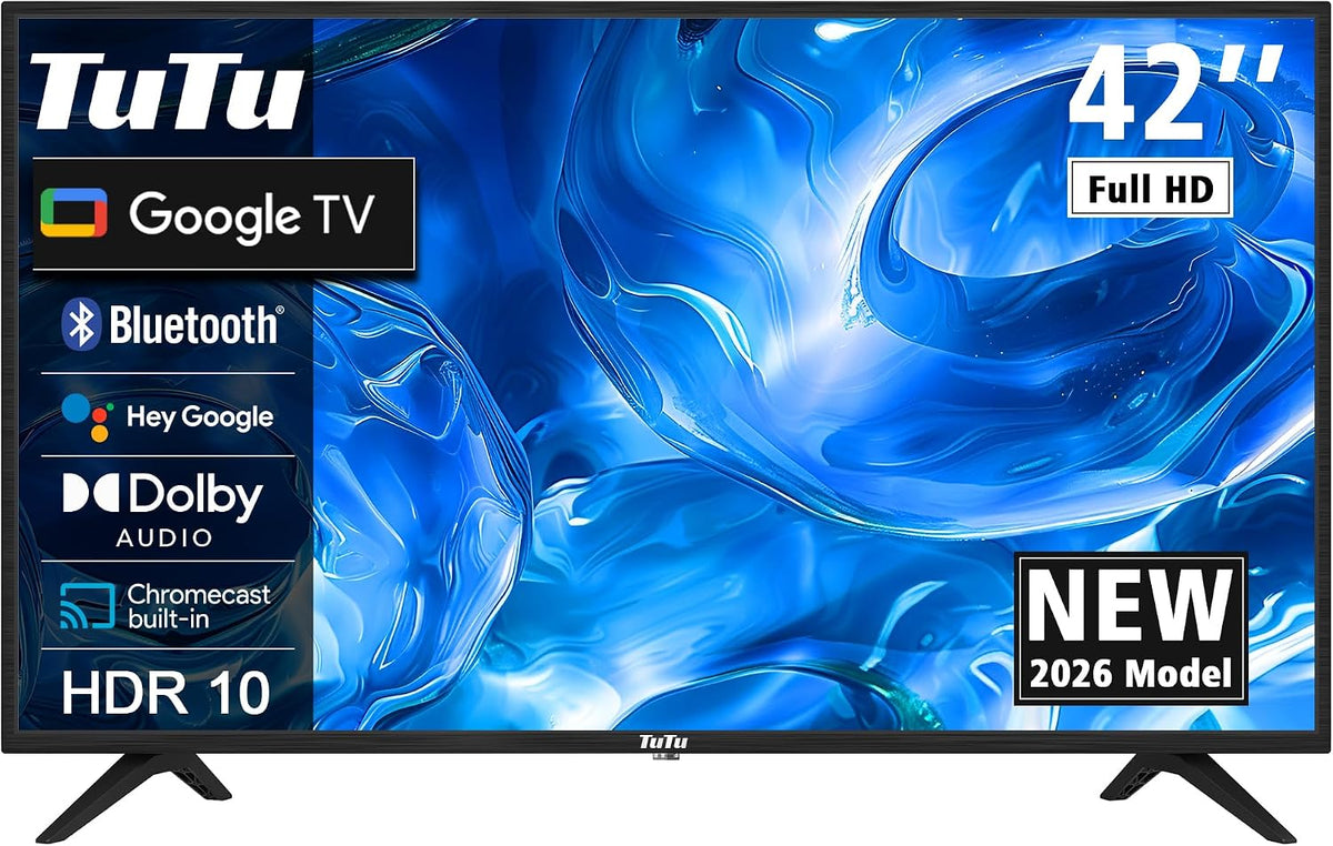 TuTu Fernseher, 42 Zoll, 107 cm, Schwarz, Smart TV, TUG42FD1 , Full HD Smart TV mit Bluetooth
