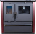 Nana IF Kaminofen, 7.7 kW, Grau/Bordo, EEK A+ Verso CS Plus Küchenofen Holzherd - Bordo