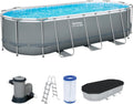 Bestway Stahlrahmenpool, 549 x 274 x 122 cm, 13.430 L, grau/weiß, Steel Pro MAX Frame Pool Komplett-Set, TriTech-Material