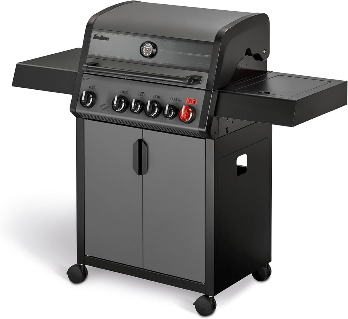 Enders Gasgrill, Schwarz/Grau, Hyde 4 SIKR Turbo, 4-Brenner aus Edelstahl für kraftvolles direktes und, 800 °C TURBO ZONE