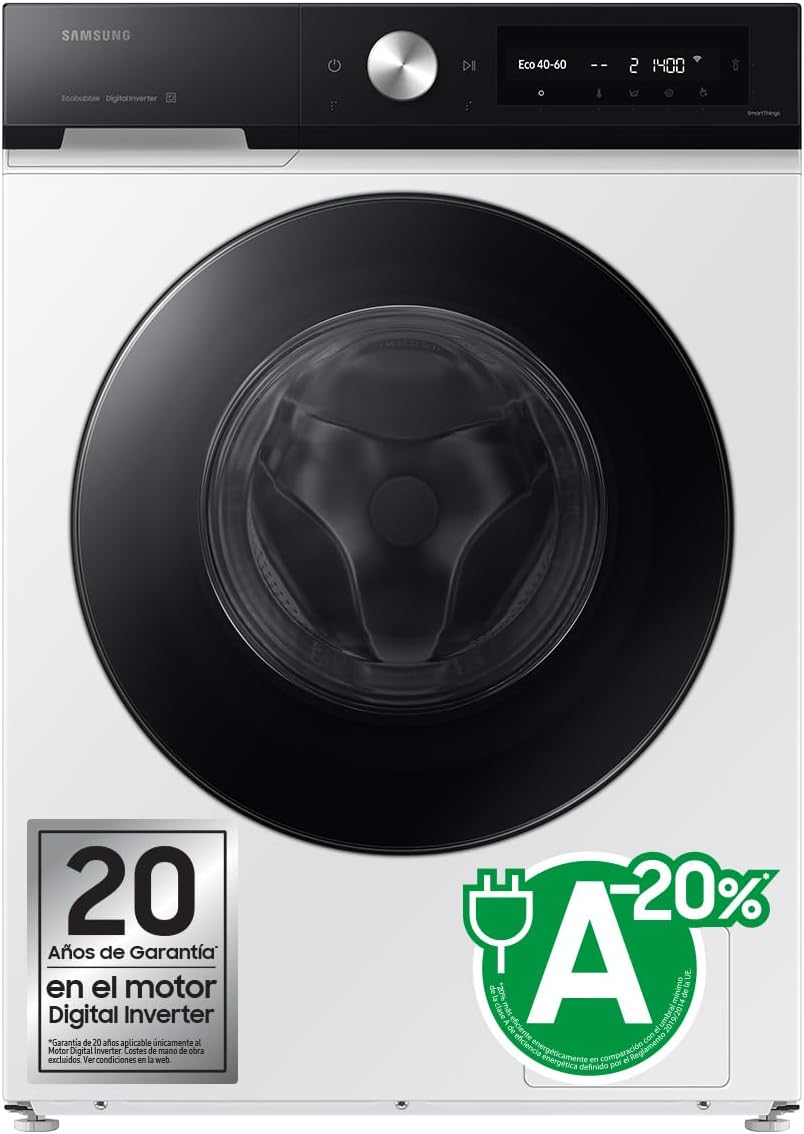 SAMSUNG WW90DB8U95GHU3-9KG, 9KG, Weiß, Klasse A, mit SmartThings und künstlicher Intelligenz